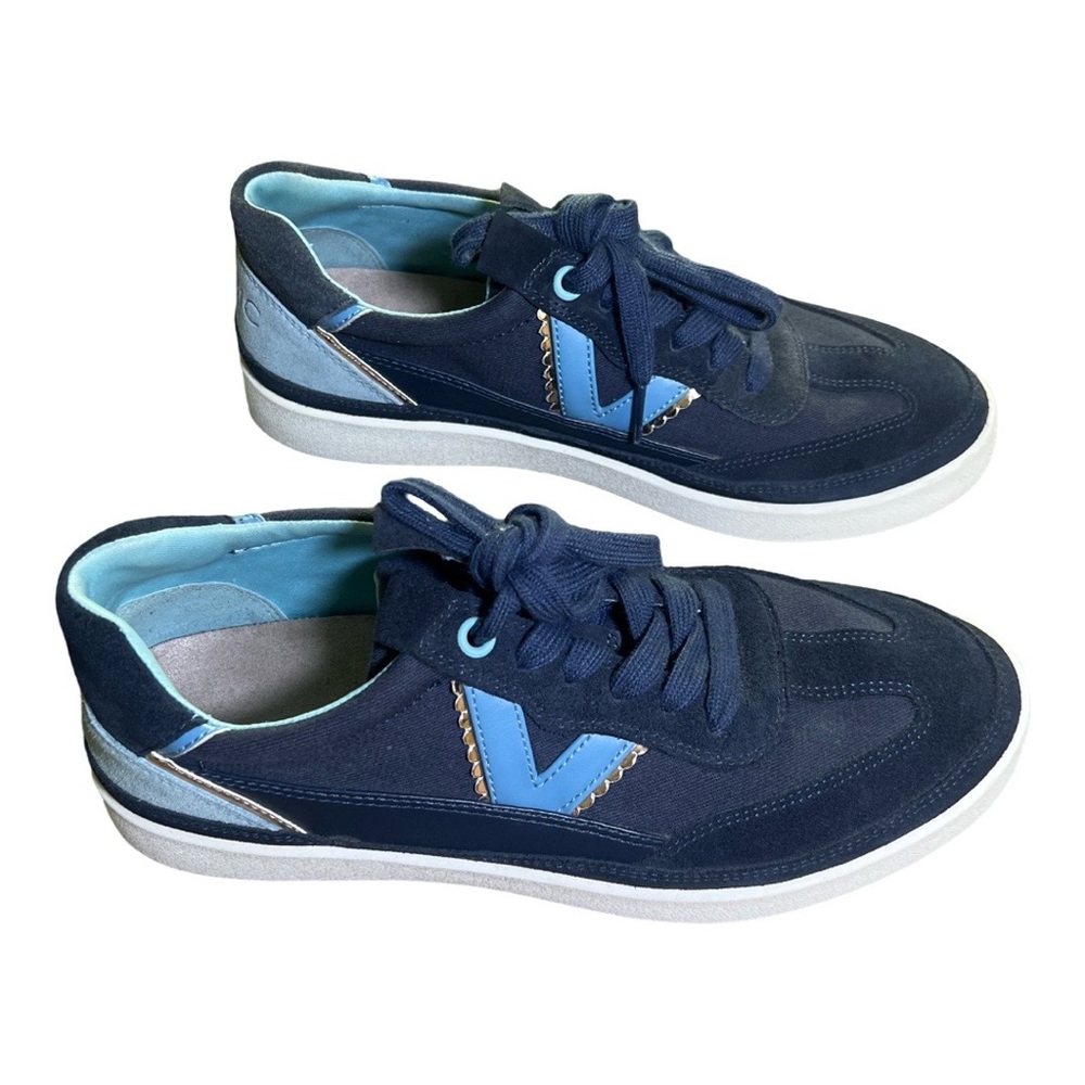 Vionic Womens Mylie Navy Casual and Fashion Sneakers 8.5 Walking Shoes Suede